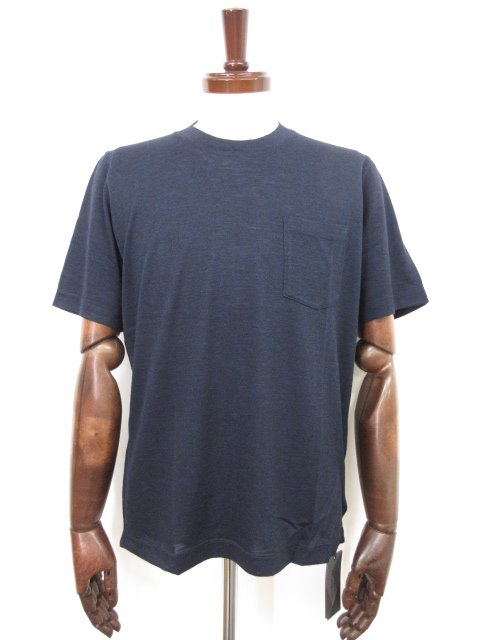 未当て嵌める【ザノーネ ZANONE】812430 ZM211 Z0936 必要経費29700円 羊毛100％ 半袖カットソー ニットソー (メンズ) size46 紺系 ◯10ZZN0741◯【中古】