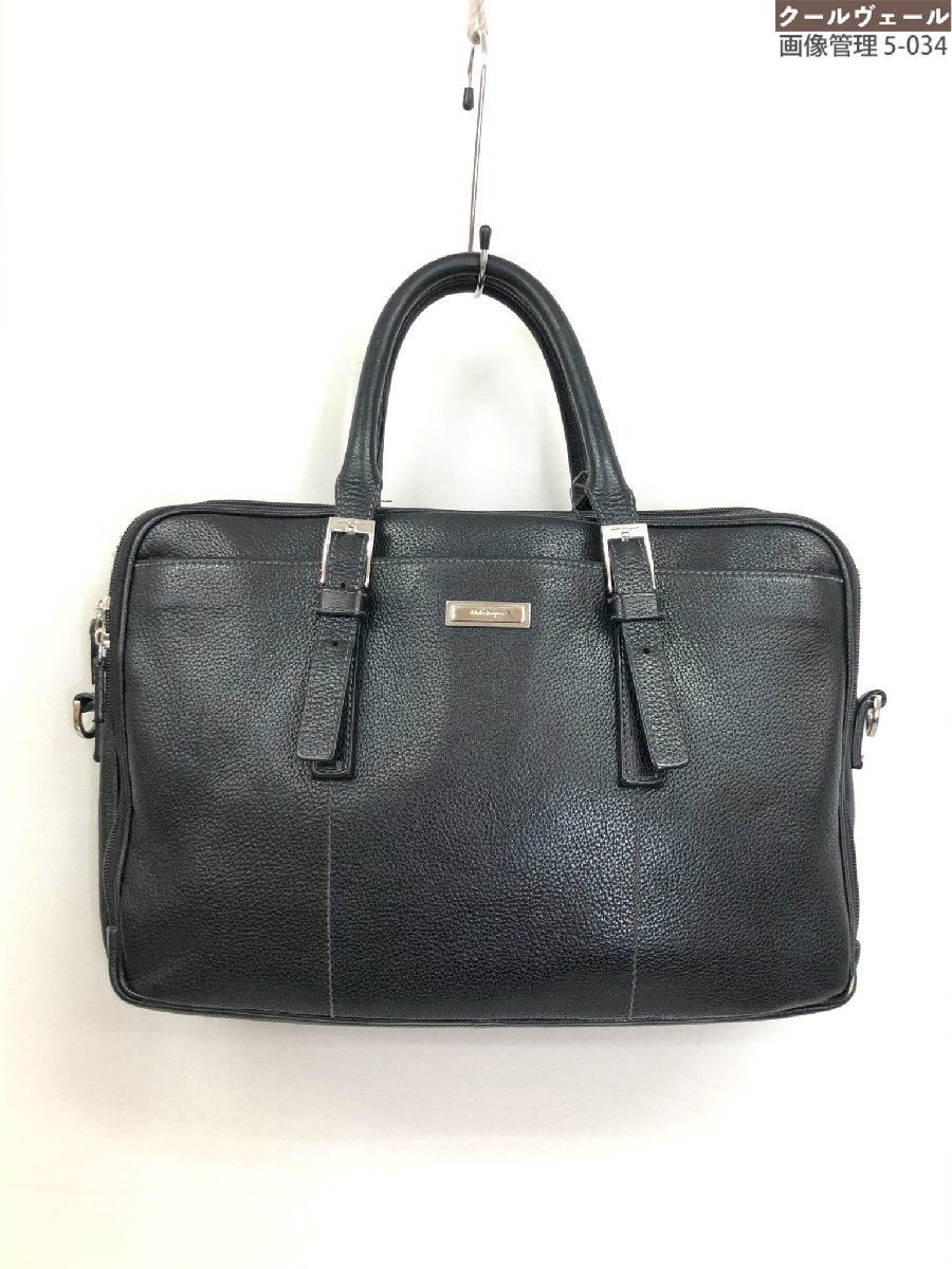 Salvatore Ferragamo ビジネスバッグ 黒 レザー フェラガモ ビジネスバッグ/ショルダーバッグ/ブリーフケース