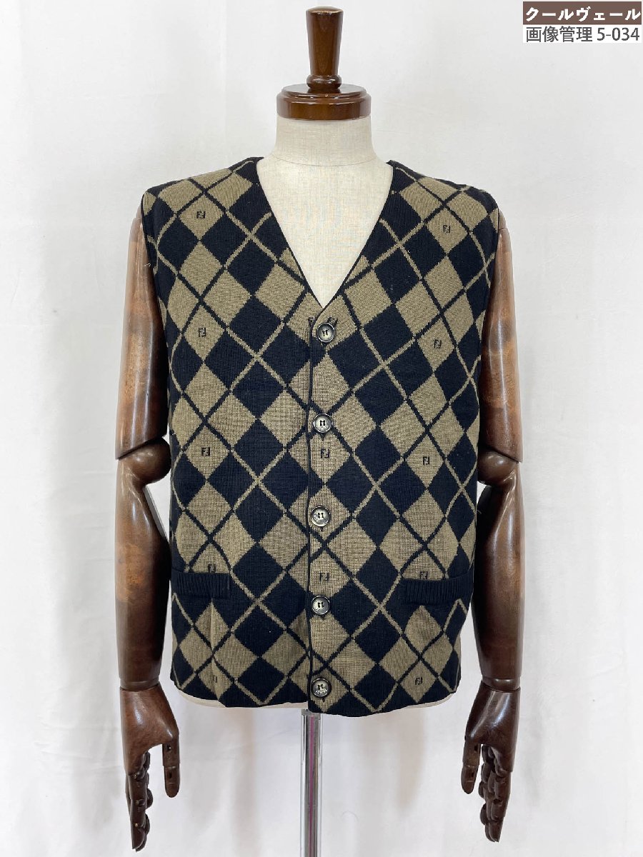 楽天市場】フェンディ FENDI ズッカ柄 ニット ベスト サイズ 40 グレー