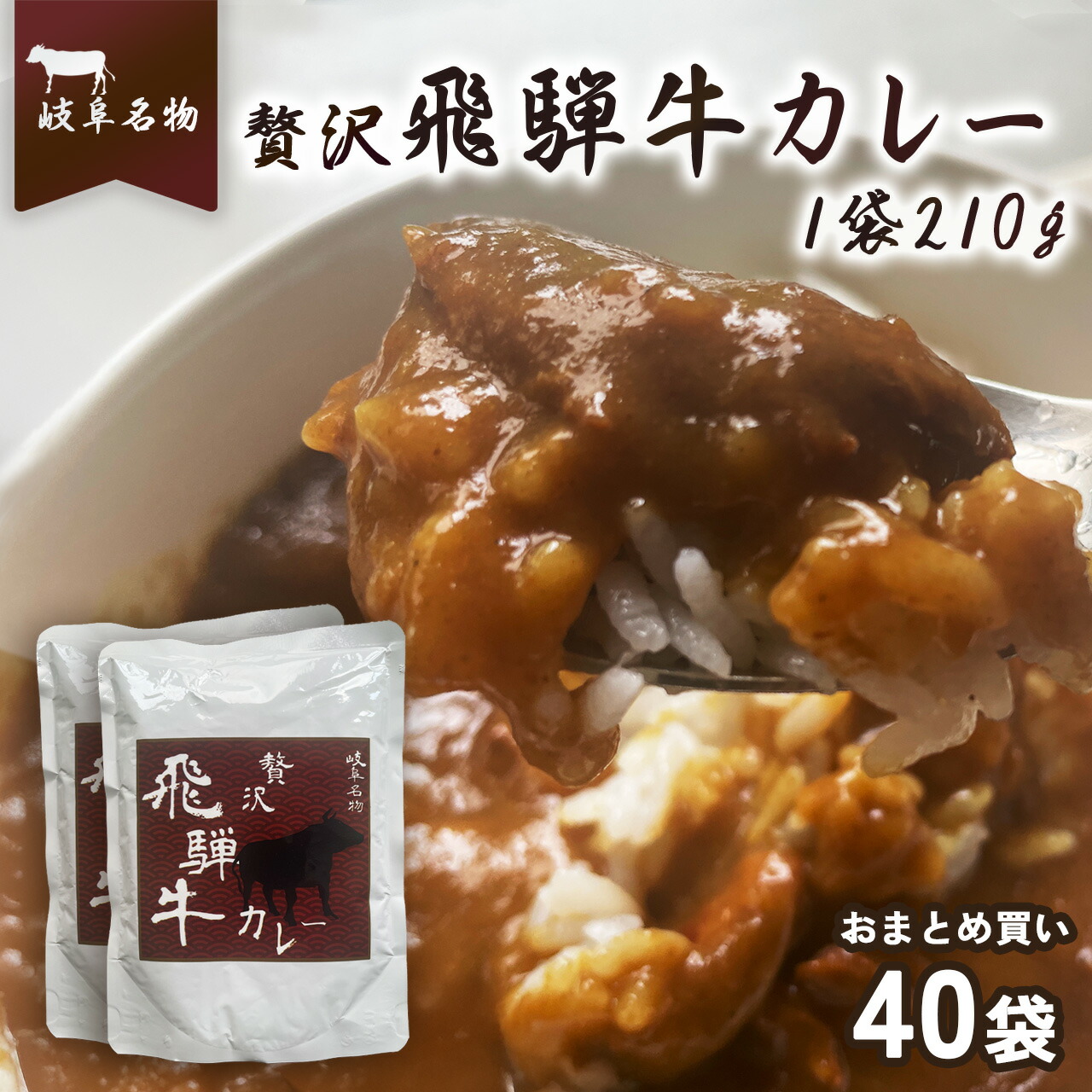 飛騨牛カレー210g (40袋入り・１ケース) レトルトカレー レトルト 保存食 非常食 備蓄食 景品 お祝い 記念品 ギフト プチギフト 業務用 お徳用 カレー レトルトカレー 牛 飛騨牛 防災 常温保存 贈り物 レトルト食品 備蓄 食料 送料無料