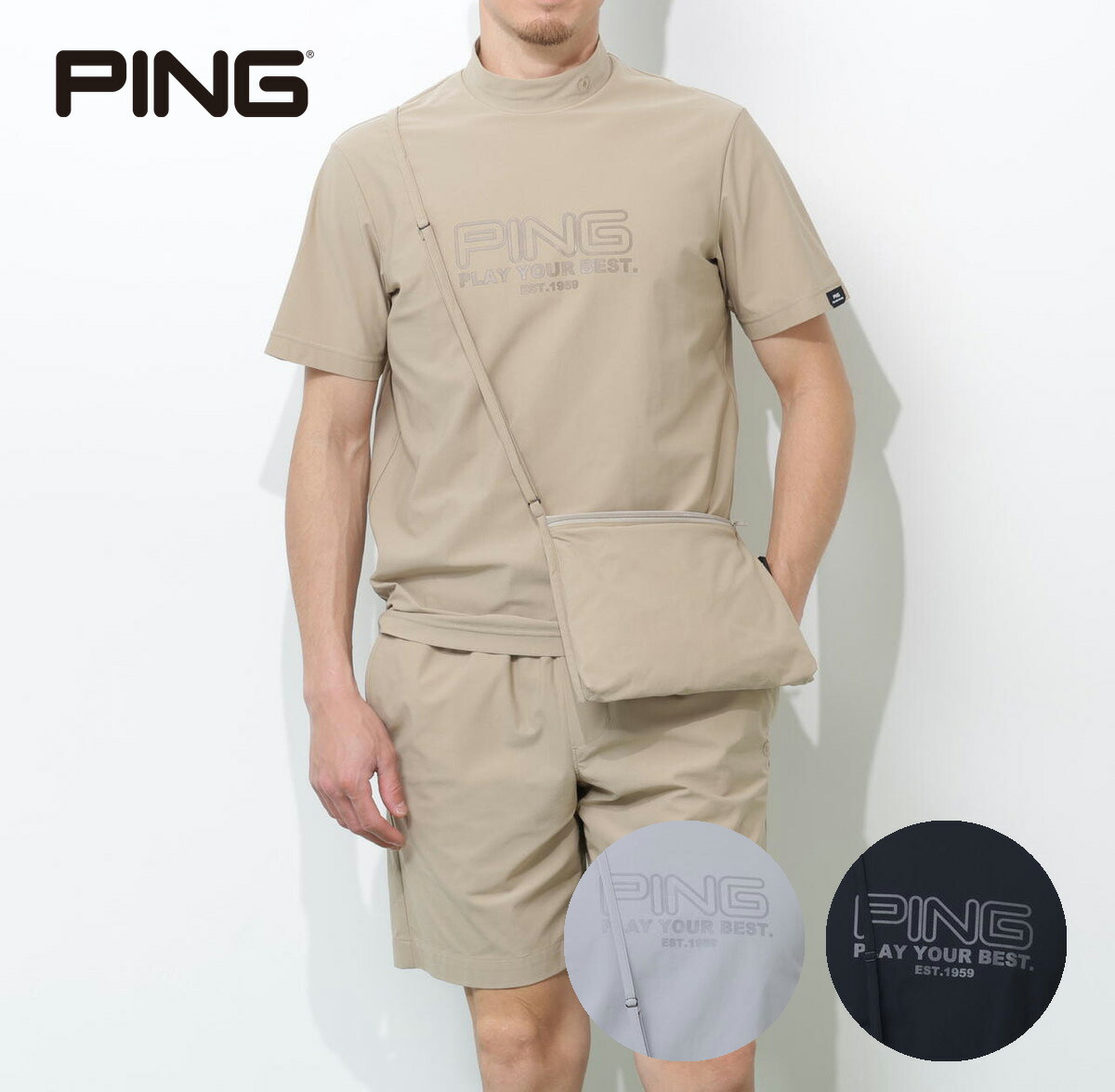 【月間MVP勝ちえる】PING メンズ 半袖 ハイネック プルオーバー × 遊撃手ズボン下 仕掛ける 吸水速乾 伸ばすこと メッシュ PERFORMANCE ゴルフ御召しもの ピン 2026春夏【貨物輸送無料】