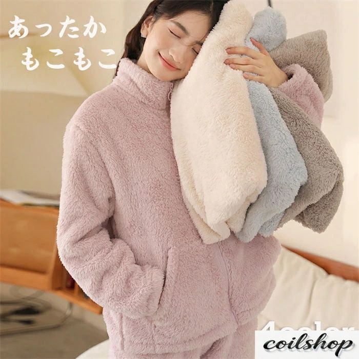 【限定500円OFF】秋冬 秋 冬 長袖 ファスナー 前開き あったか ふわふわ もこもこ 部屋着 フリル 可愛い レディース ルームウェア