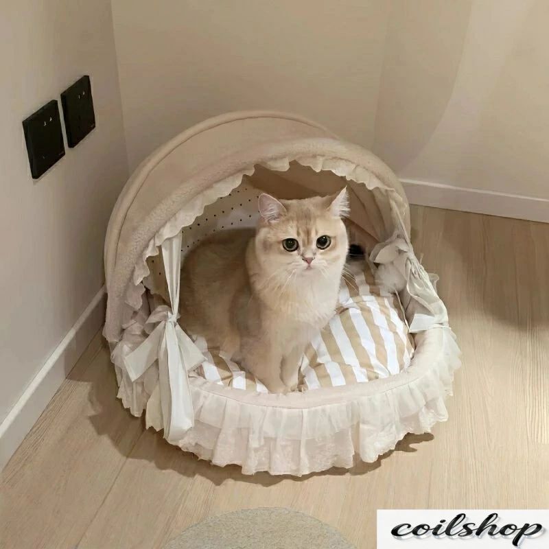 【ペット用ベッド】猫 ハウス 冬 暖かい 半密閉型 洗える 大型 猫 ベッド ソファー 兼用 クッション 厚手 防寒 四季対応 猫 寝床 ペットホテル キャットタワー 代用