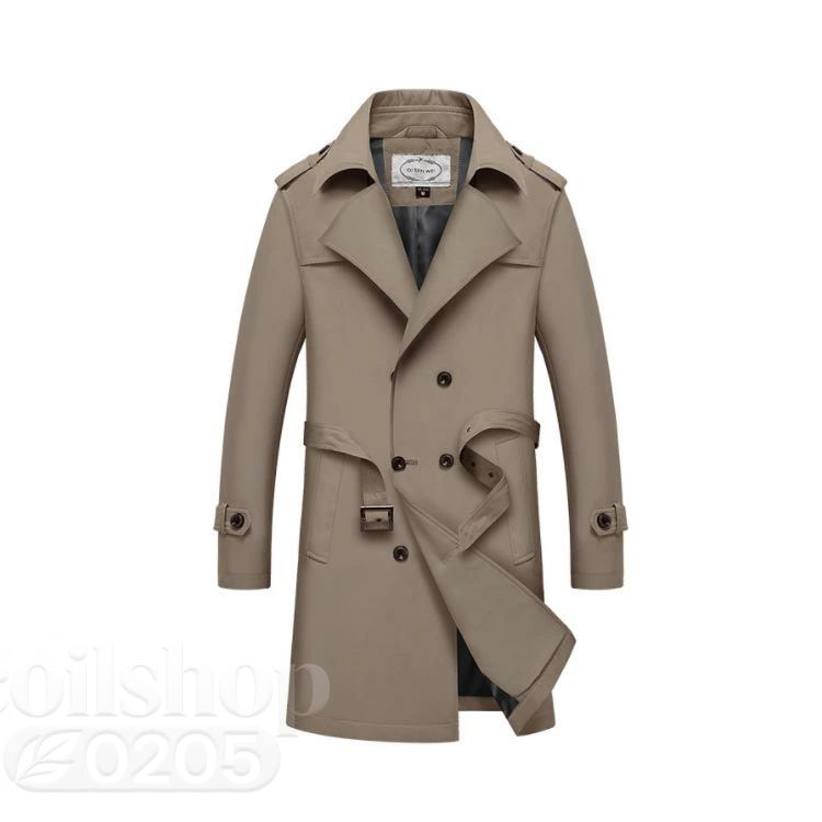 【2点500円クーポン】トレンチコート メンズ ミディアム丈 ビジネスコート 通勤 スプリングコート 春服 メンズファッション ロングコート ステンカラー ライトアウター 細身 カジュアル 大きいサイズ 送料無料｜Coil店