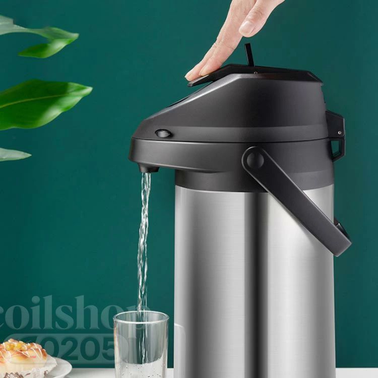 ステンレスエアーポット 魔法瓶 卓上ポット 大気圏ポット 3L 4L ステンレス鋼 生き肝式 ワンタッチ 360度回転させる 大静電容量 押す 安全性のある鍵を掛ける心積もり 手持ち付き添い人 持ちはこぶ 広口 保温 保冷
