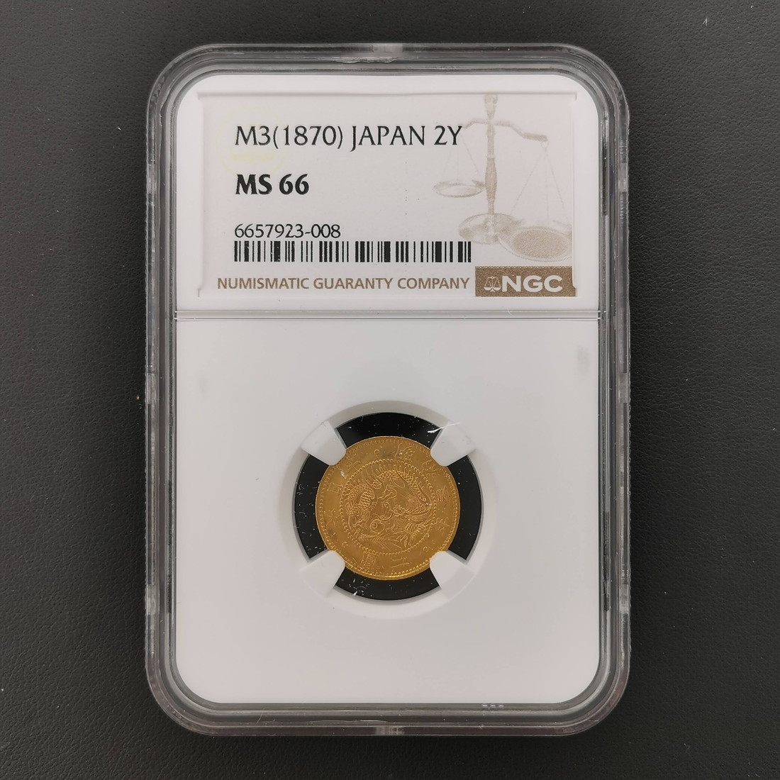 （近4）日本 旧2円金貨 明治3年 鑑定済 スラブ入り NGC MS66