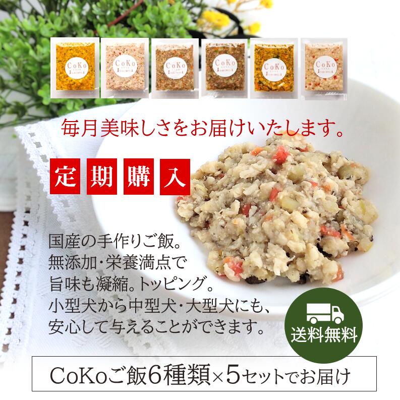 【定期購入】【無添加 国産】 CoKoご飯 6種×5セット 手作りごはん 手作りご飯 手作り食 ドッグフード ペットフード トッピング ふりかけ 野菜 犬用 ペット 犬 パピー シニア 老犬 子犬 高齢 dog 小型犬 大型犬 ダイエット 水分補給 食欲アップ (50g×30)