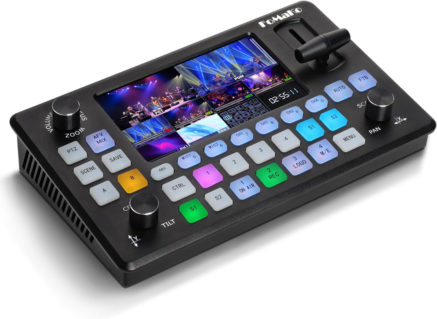 FoMaKo ビデオミキサースイッチャー ライブプロダクションスイッチャー HDMIインプット4個付き添い人 FHD 5.5in LCD映写幕 PVW PGM マルチ写真機仕立て上げる PTZ抑えつけるに相応う｜KC601 Pro