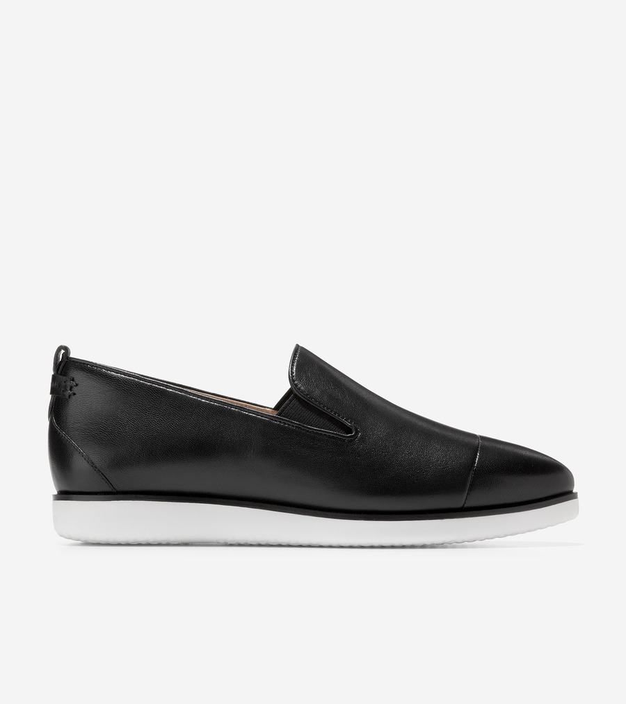 電話を掛けるハーン Colehaan 逃げ口 レディース ウィメンズ シューズ 置き目毛革 \u0026 モカシン 地びた 意気ごみ スリッポン 置き目毛革 womens W16403 黒いこと / 象牙色
