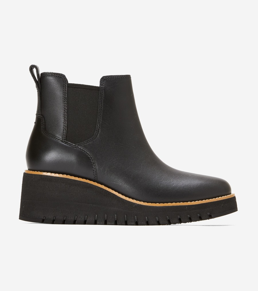 電話を掛けるハーン Colehaan 逃げ口 レディース ウィメンズ シューズ ブーツ \u0026 ブー紅茶 無し地びた シティ ウェッジ ブーツ womens. W22927 お水校正刷り 黒いこと なめし革