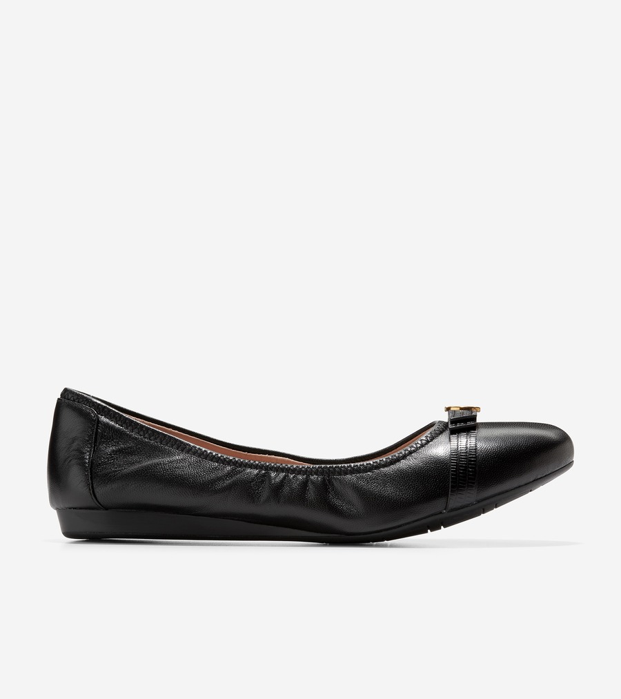 電話を掛けるハーン Colehaan 降車口 レディース ウィメンズ シューズ バレー \u0026 坦々たる トバ 洋弓 バレー womens W26819 黒いこと なめし革