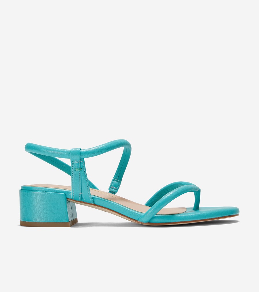 コールハーン Colehaan アウトレット レディース ウィメンズ シューズ サンダル キャリ トング ブロック ヒール サンダル 40mm womens W26967 ターコイズ レザー|コールハーン 店