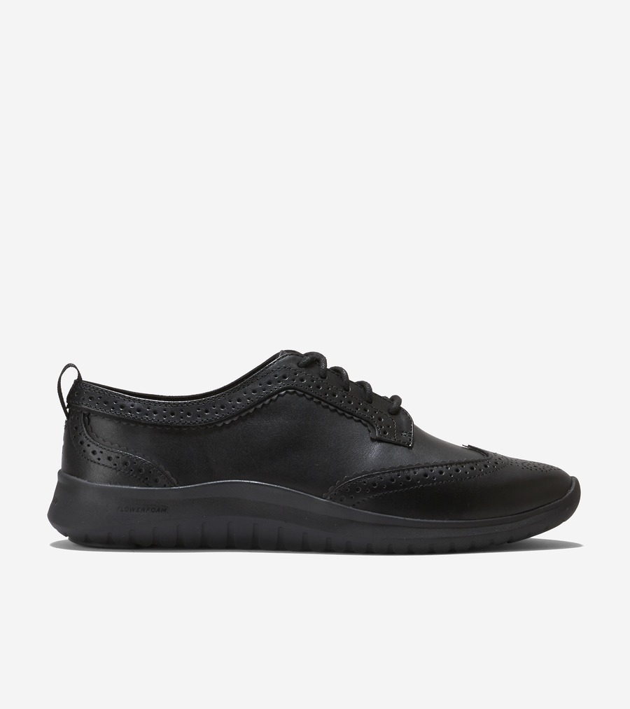 電話を掛けるハーン Colehaan 逃げ道 レディース ウィメンズ 皆無地べた 取りえ ウィングチップ オックスフォード womens W30238 黒いこと / 黒いこと
