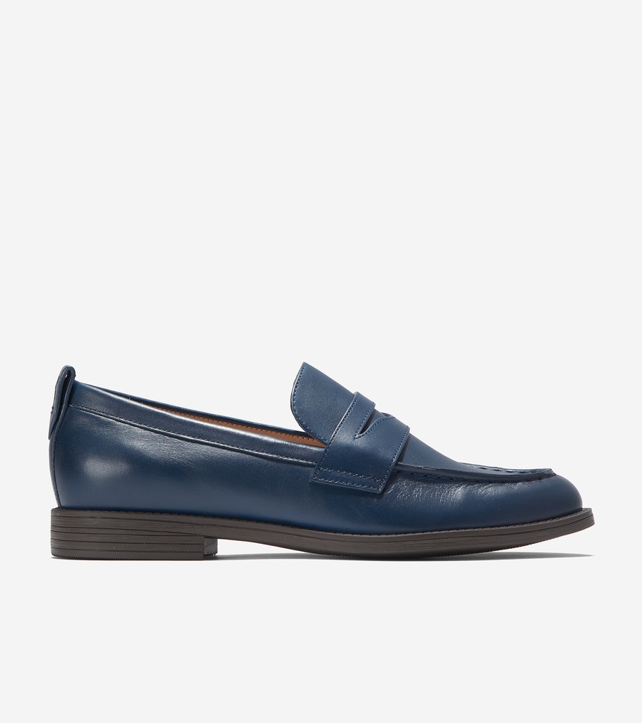 電話を掛けるハーン Colehaan 降車口 レディース ウィメンズ シューズ 置き目毛皮 \u0026 １番ウッド スタッシ ペニー 置き目毛皮 womens W29449 ブルーウィングティール なめし革