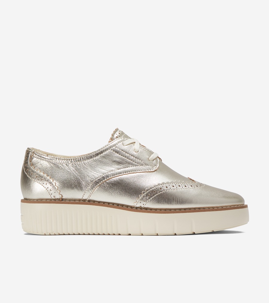 電話を掛けるハーン Colehaan 逃げ道 レディース ウィメンズ シューズ オックスフォード 地べた シティ プラットホーム オックスフォード womens. W30719 ホンブルグ帽 ゴールド タルカ / 象牙色