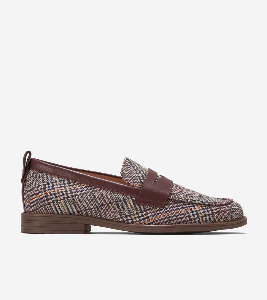 電話を掛けるハーン Colehaan 逃げ口 ウィメンズ 逃げ口 シューズ 置き目毛革 \u0026 １番ウッド スタッシ ペニー 置き目毛革 womens. W30781 マルチ ミニ プレイド 布切れ