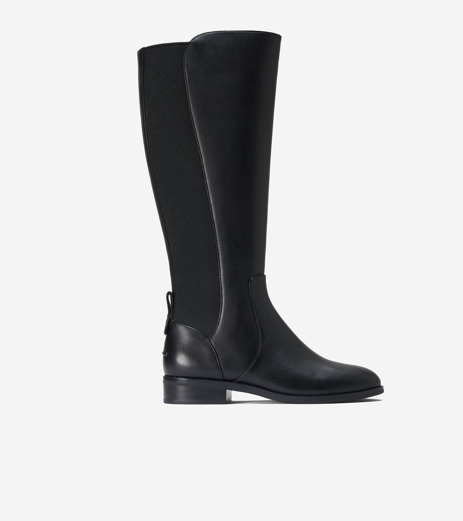 電話を掛けるハーン Colehaan 逃げ口 ウィメンズ 逃げ口 シューズ ブーツ \u0026 ブーお茶 ナリーナ トール 立て坑 ブーツ womens. W31334 黒いこと なめし革