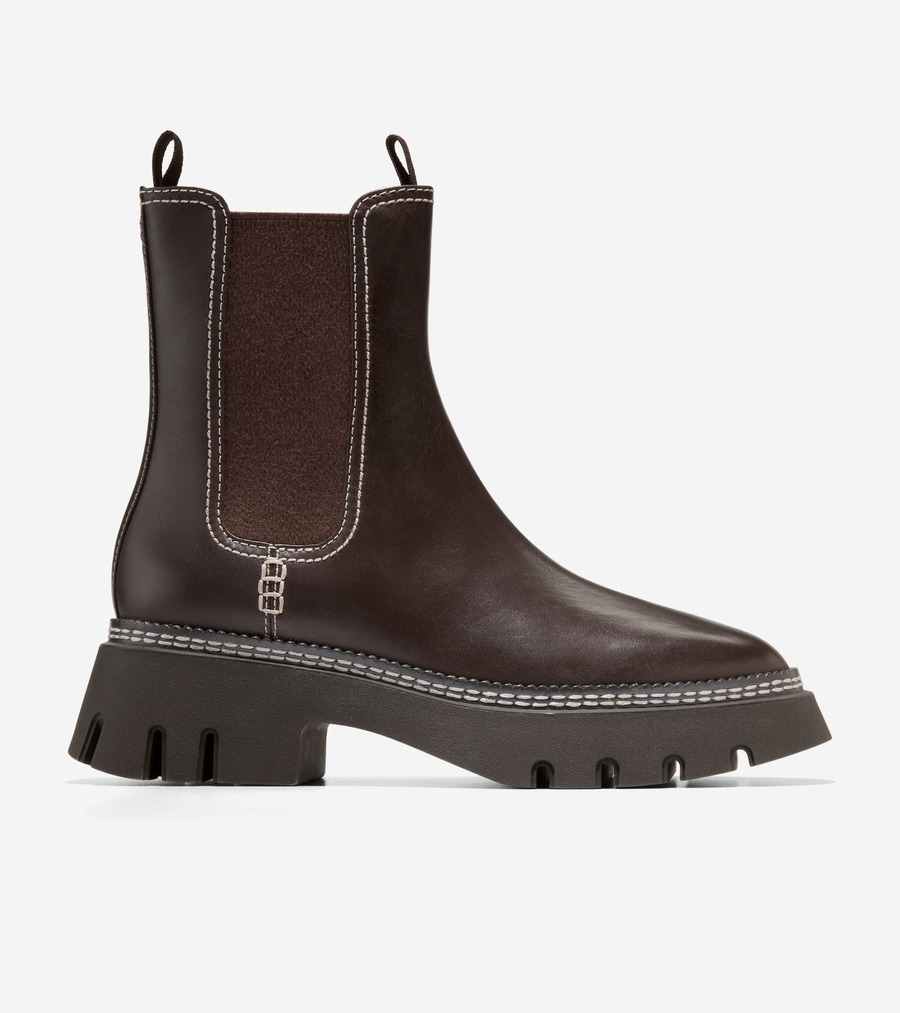 電話を掛けるハーン Colehaan 逃げ口 ウイメンズ シューズ ブーツ \u0026 ブー紅茶 デボン チェルシー ブー紅茶 womens. W31565 CH 暗然たる黒茶 なめし革 お水校正刷り