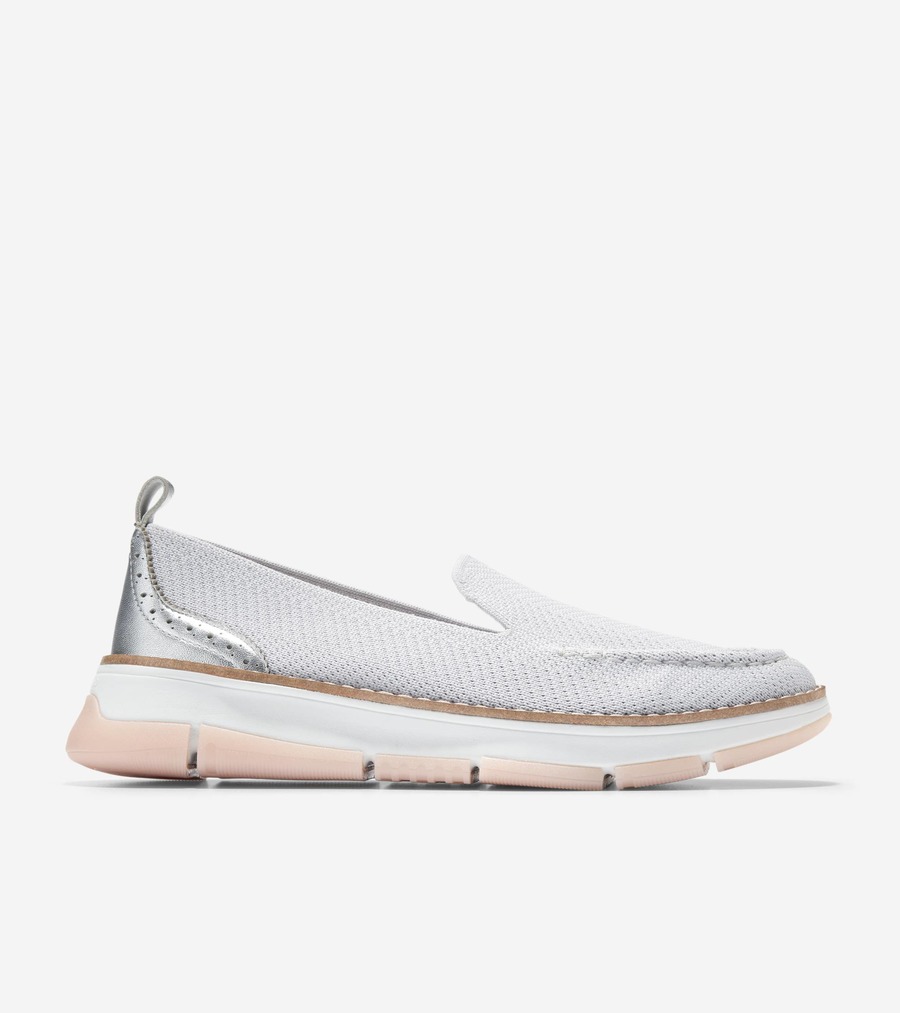 コールハーン Colehaan アウトレット ウイメンズ シューズ ローファー & モカシン ゼログランド レラ スティッチライト ベネチアン womens W32506 マイクロチップ ニット / シルバー メタリック / ホワイト