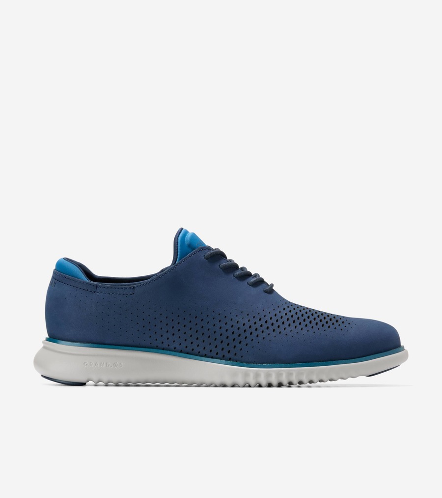 コールハーン Colehaan アウトレット メンズ コレクション 2.ゼログランド 2.ゼログランド レーザー ウィング オックスフォード ラインド mens. C42201 CHミッドナイトムーン ヌバック/ダークブルー/パロマ｜コールハーン　店