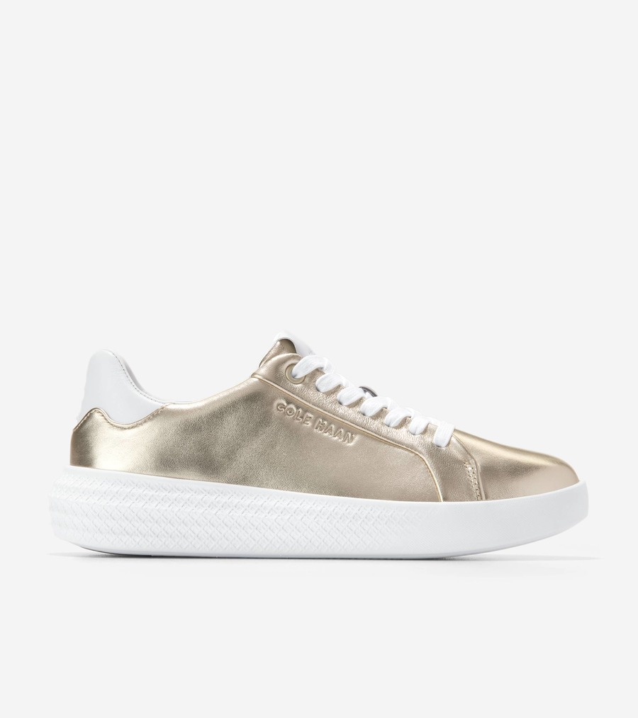 コールハーン Colehaan アウトレット ウィメンズ アウトレット シューズ スニーカー グランド ハリオン カップ レザー womens. W34485 ゴールド / ホワイト / ホワイト