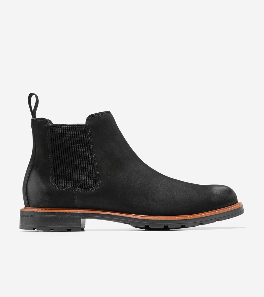コールハーン Colehaan アウトレット メンズ アウトレット シューズ ブーツ & チャッカ チェンバレン グランド チェルシーブーツ mens. C41616 ブラック ヌバック/ブラック ウォーターレジスタント