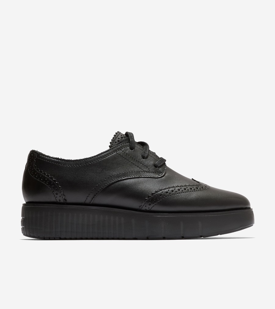 電話を掛けるハーン Colehaan 逃げ口 ウィメンズ 逃げ口 シューズ オックスフォード 地びた シティ プラットホーム オックスフォード womens. W35252 黒いこと / 黒いこと