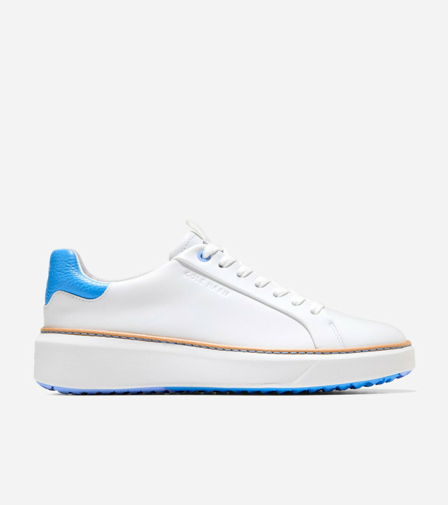 コールハーン Colehaan ウイメンズ シューズ スニーカー グランドプロ トップスピン ゴルフ womens W35250 ホワイト / アジュール ブルー / ホワイト ウォータープルーフ