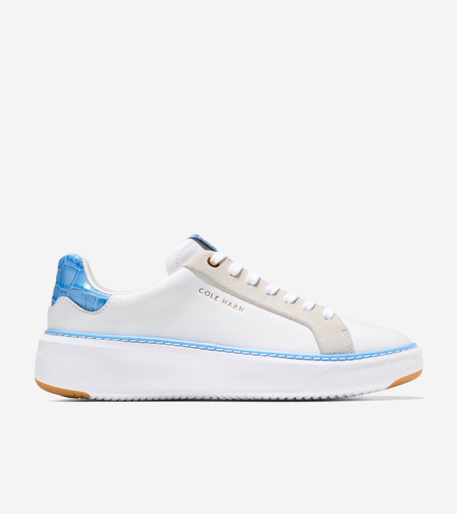 コールハーン Colehaan ウイメンズ シューズ スニーカー グランドプロ トップスピン スニーカー womens W36232 ホワイト レザー / アジュール ブルー クロコ プリント レザー