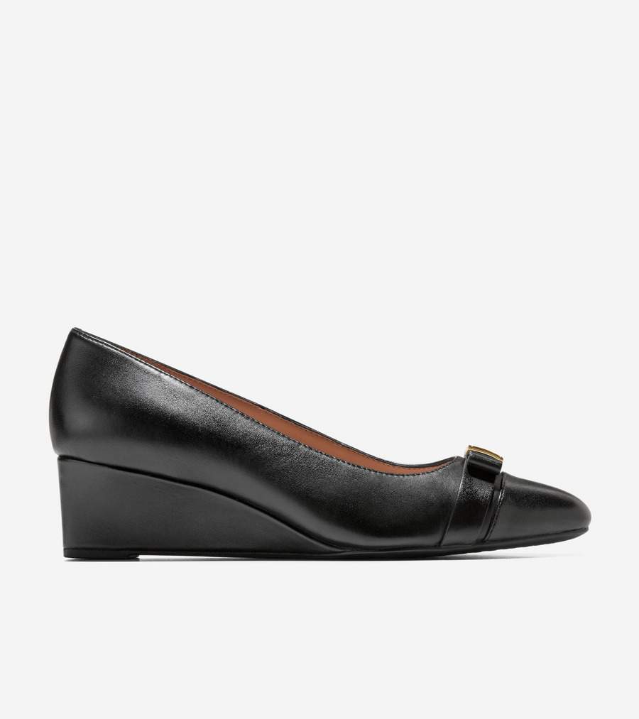 コールハーン Colehaan ウイメンズ シューズ パンプス \u0026 ウェッジ ゴートゥー マルタ ボウ ウェッジ womens W35766 ブラック レザー