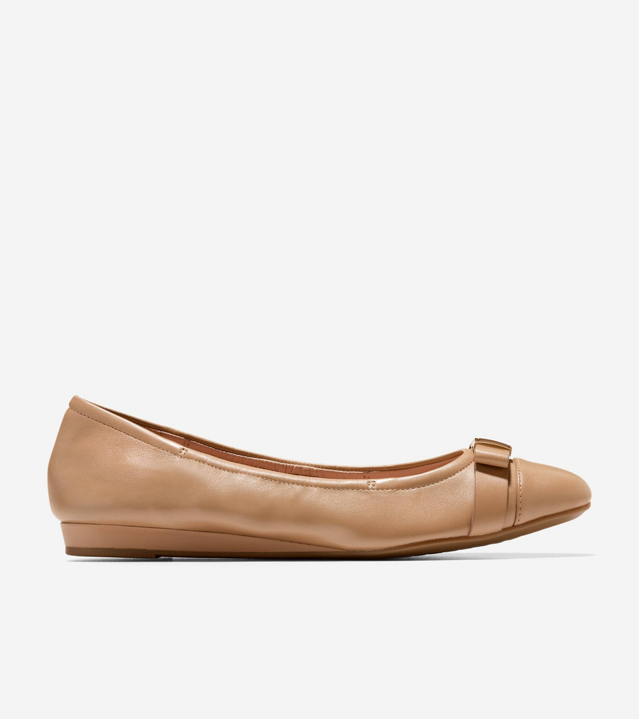 電話を掛けるハーン Colehaan 逃げ口 ウィメンズ 逃げ口 シューズ バレー \u0026 滑っこい ゴートゥー トバ 洋弓 バレー womens. W35777 CH トゥスカンサンド なめし革