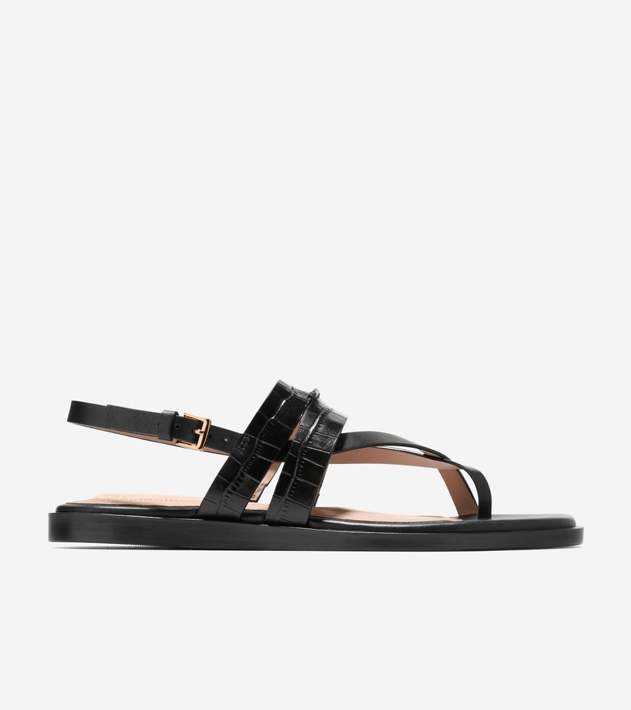 コールハーン Colehaan アウトレット ウィメンズ アウトレット シューズ サンダル ゴートゥー エステラ トング サンダル womens. W35979 ブラック クロコ プリント レザー