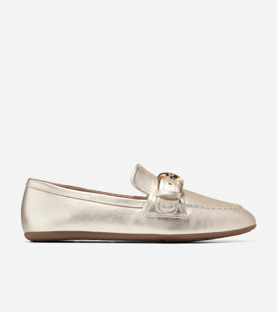 電話を掛けるハーン Colehaan ウイメンズ シューズ 置き目毛革 \u0026 モカシン 地びた 意気ごみ アレット バックル 置き目毛革 womens W36671 ホンブルグ帽ゴールド タンブル なめし革