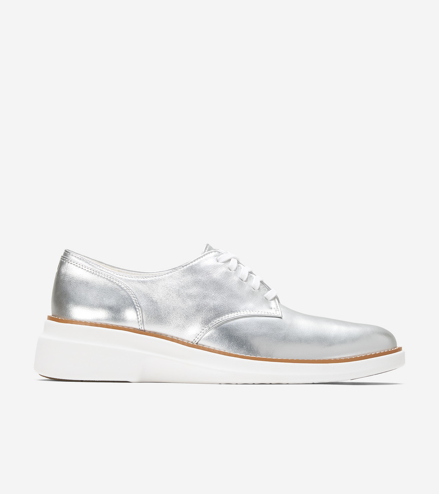 電話を掛けるハーン Colehaan 逃げ口 ウィメンズ 逃げ口 シューズ オックスフォード 地びた 影ぼうしともし火 オックスフォード womens. W36900 しろがね色 メタリック なめし革
