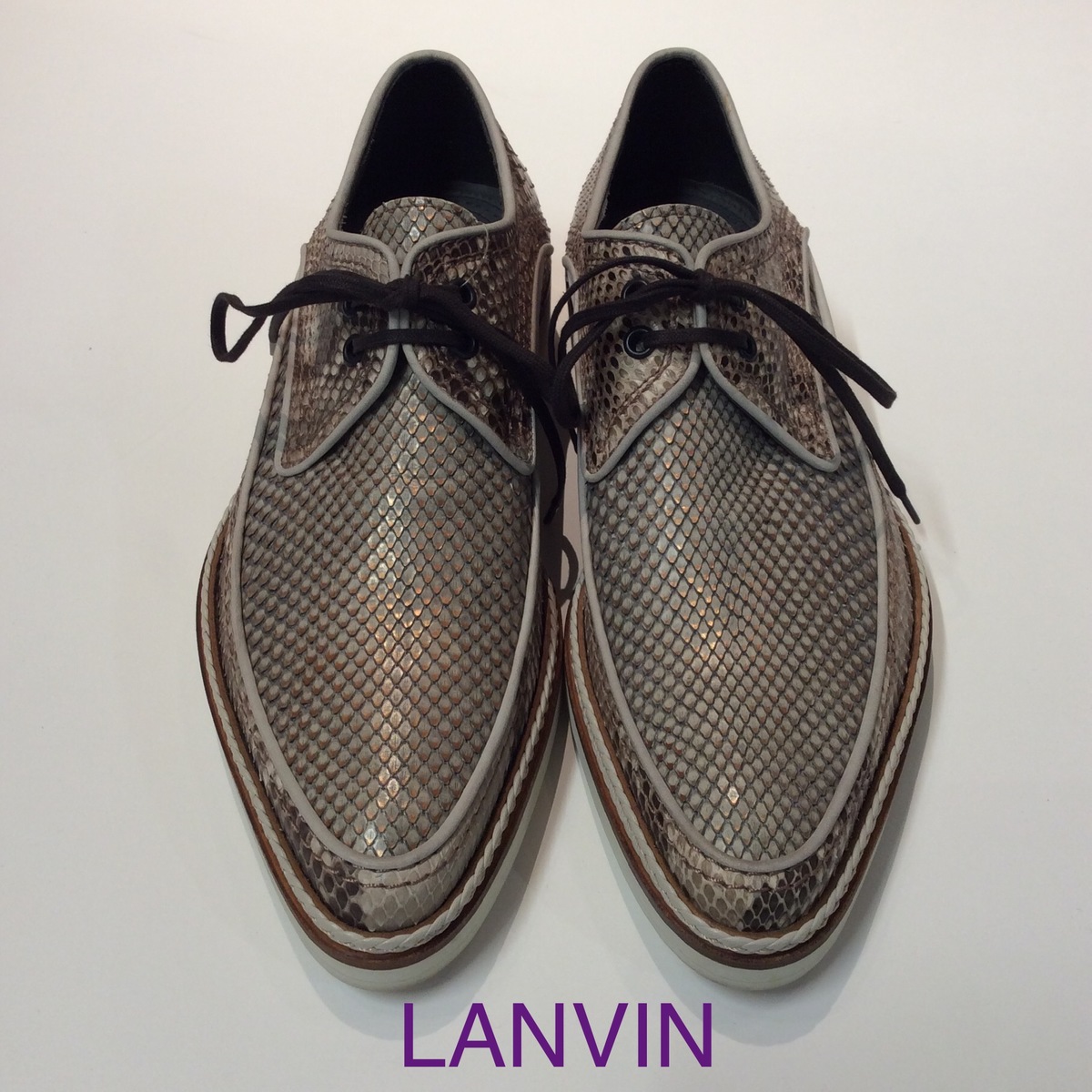 楽天市場 Lanvin ランバン パイソンレザーレースアップシューズ サイズ７ メンズ パリコレクション モカシン ルカオッセンドライバー アルベールエルバス Paris Colette International