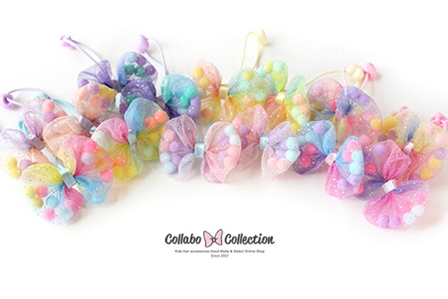 楽天市場】ワンポイントヘアゴム◎6色レインボーチュールサークル