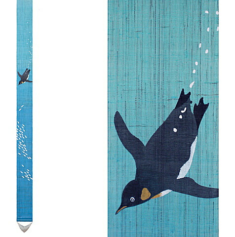 京都洛柿庵 手描き 細タペストリー 夏の飾り ファーストペンギン おうち時間 空間演出 オシャレ上級 細長い 麻素材 7,326円