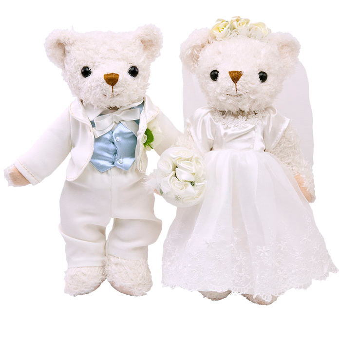 ウェルカムドール ウェディングベア<br>マーガレットS 2体セット<br>結婚祝い 贈り物 テディベア 結婚式 新婦 新郎 ブライダルドール