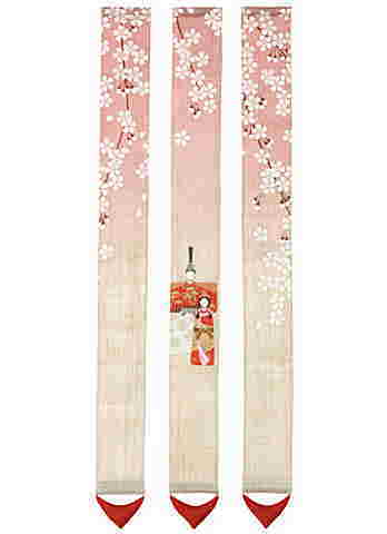 京都洛柿庵 雛飾り 手描き 3連細タペストリー 桜花雛|逸品shopコレコレ