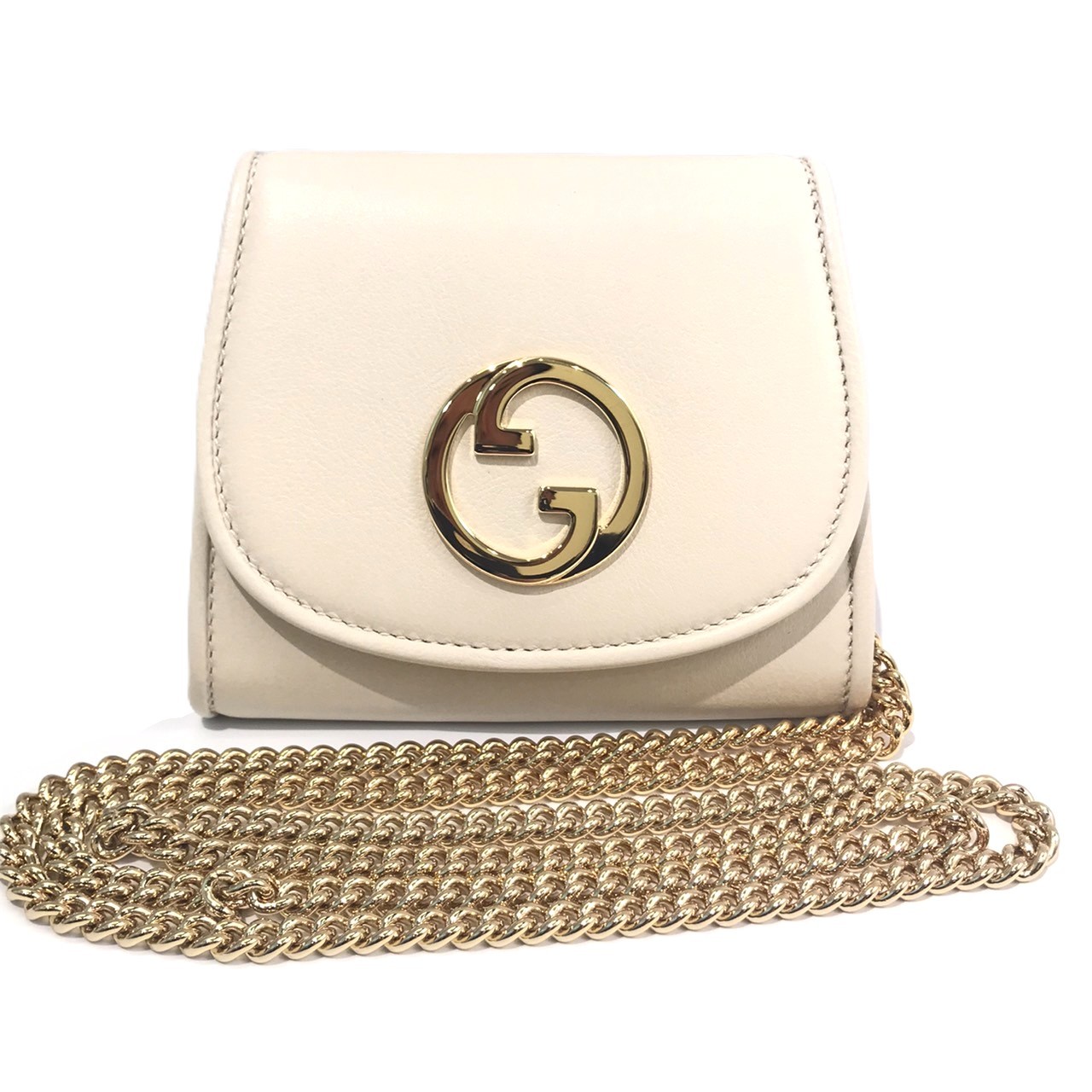 グッチ ブロンディ チェーンウォレット ショルダー ミディアム ホワイト ゴールド バッグ 725219 GUCCI Aランク 中古｜コレクション神戸byブランドリッツ