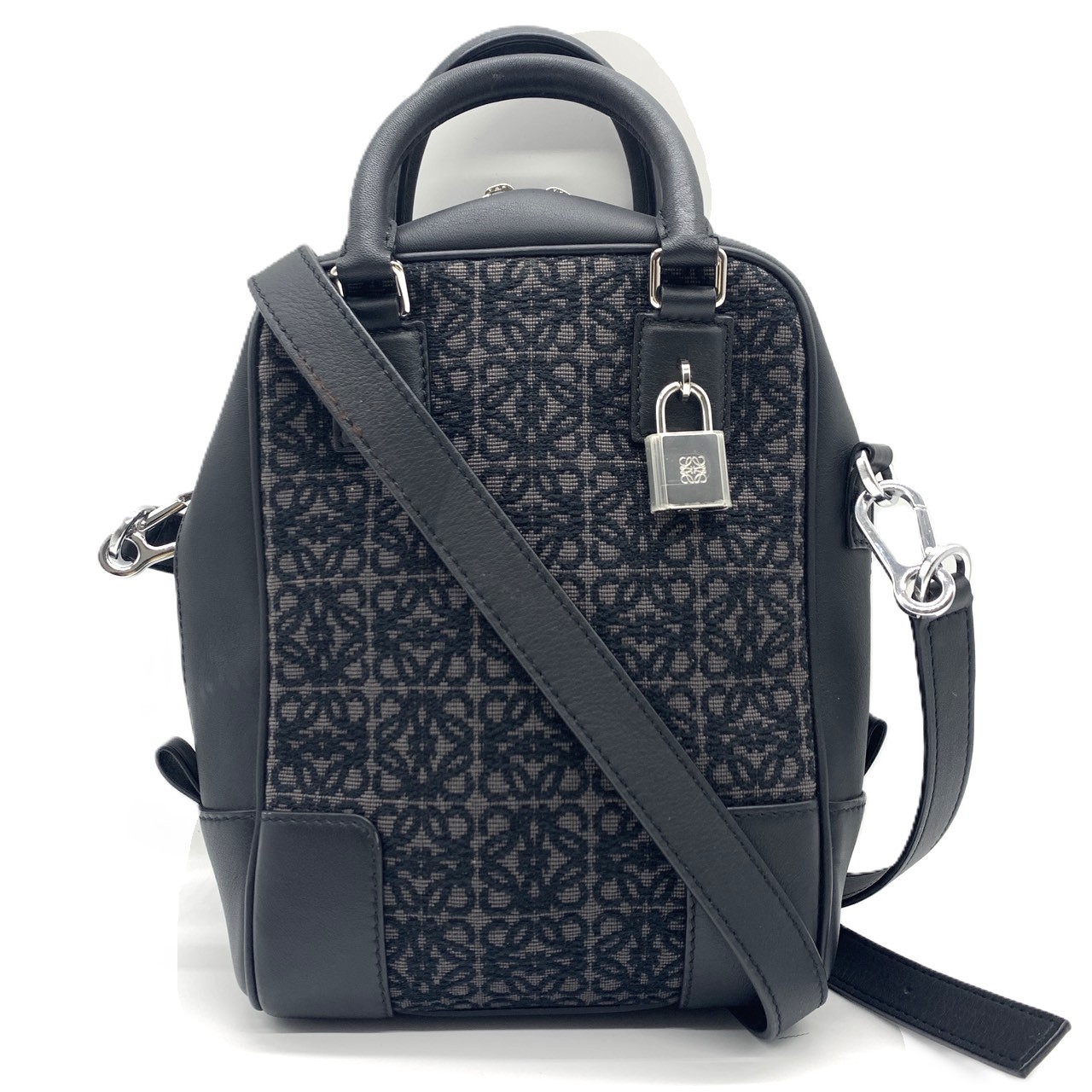 ロエベ アマソナ15 アナグラムジャカード ハンドバッグ 2way B039L51X02 ブラック/ダークブラウン レディース LOEWE ABランク 中古|コレクション神戸byブランドリッツ
