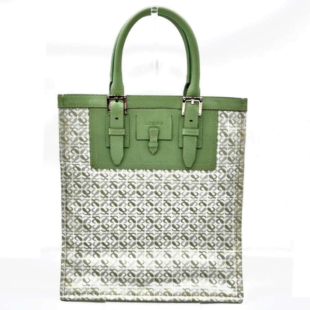 ロエベ トートバッグ グリーン 緑 ハンド バッグ 縦型 フラット アナグラム 総柄 ABランク レディース 中古 LOEWE｜コレクション神戸byブランドリッツ 26,475円