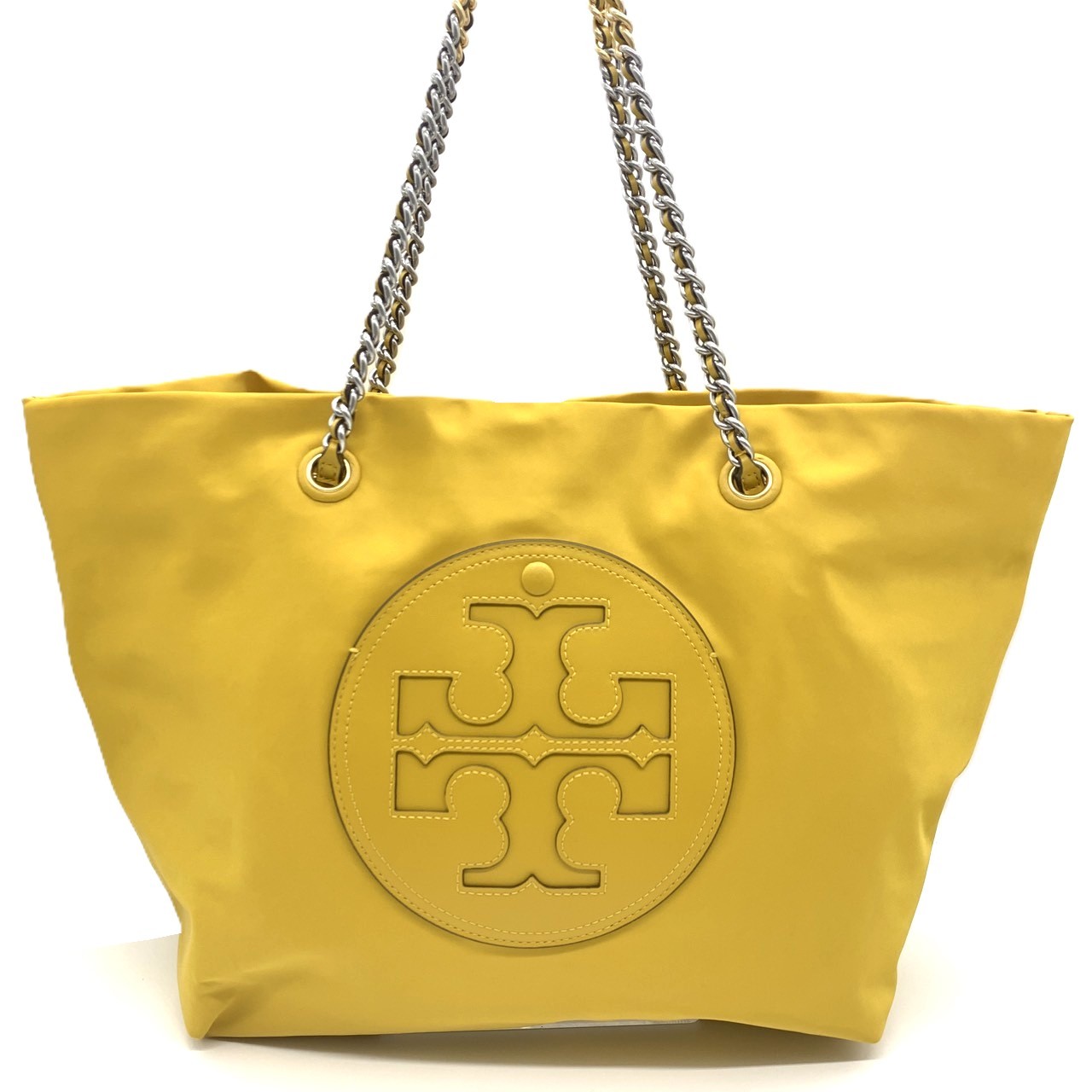 トリーバーチ 内鰓 チェーントート ロゴタイプ 黄色 ナイロン 御徒面子 150583 TORY BURCH A序列付ける 中古
