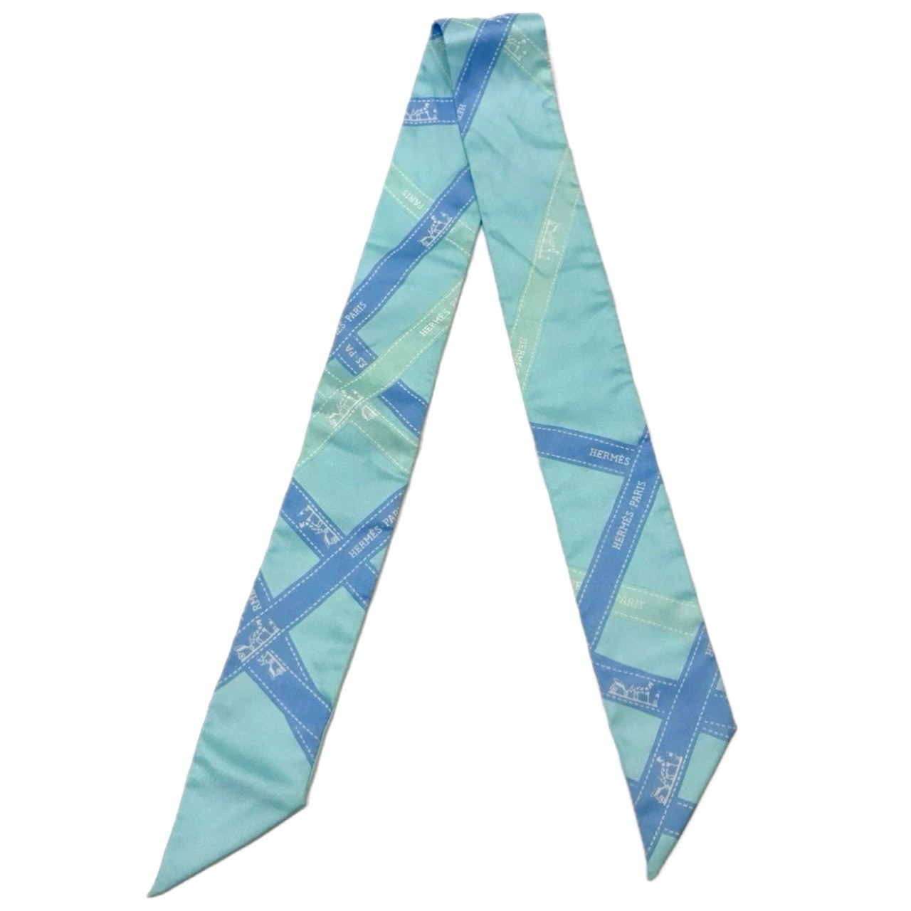 楽天市場】エルメス ツイリースカーフ ブルー シルク100％ オムニバス