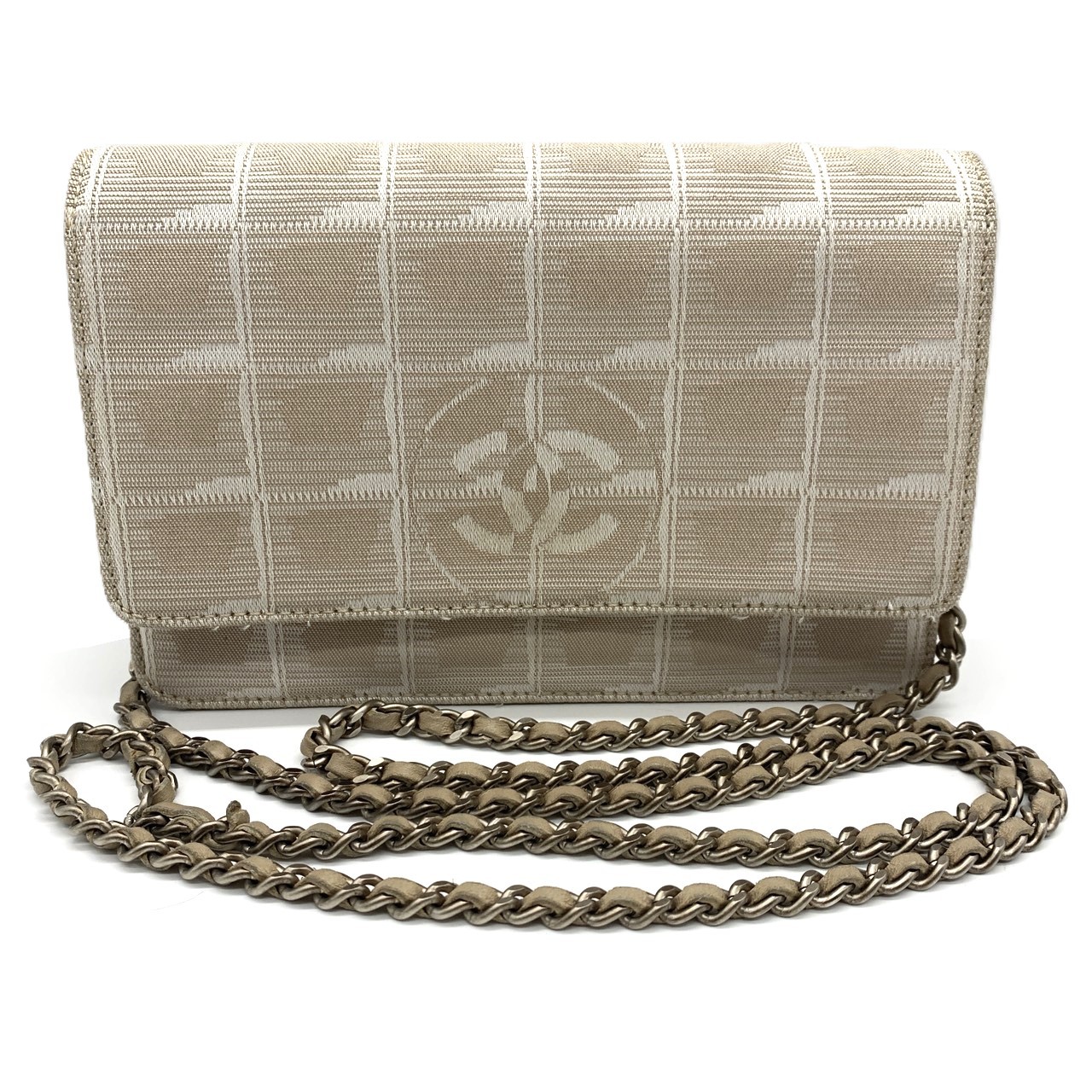 シャネル ニュートラベルライン チェーンウォレット ショルダーバッグ ナイロン レザー ベージュ シルバー金具 A15772 CHANEL Bランク|コレクション神戸byブランドリッツ