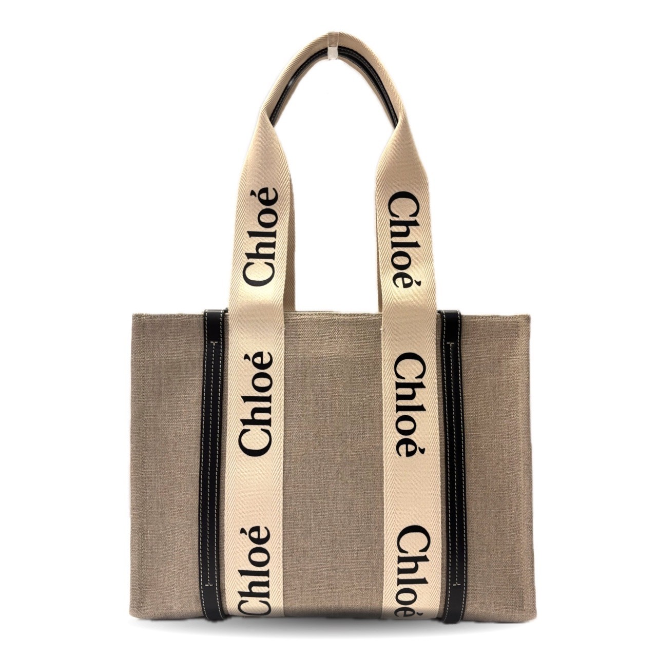 クロエ Woody ウッディ 並み並み トートバッグ 帆布 ベージュ CHC21US383E6691J Chloe A序列付ける 美品 中古
