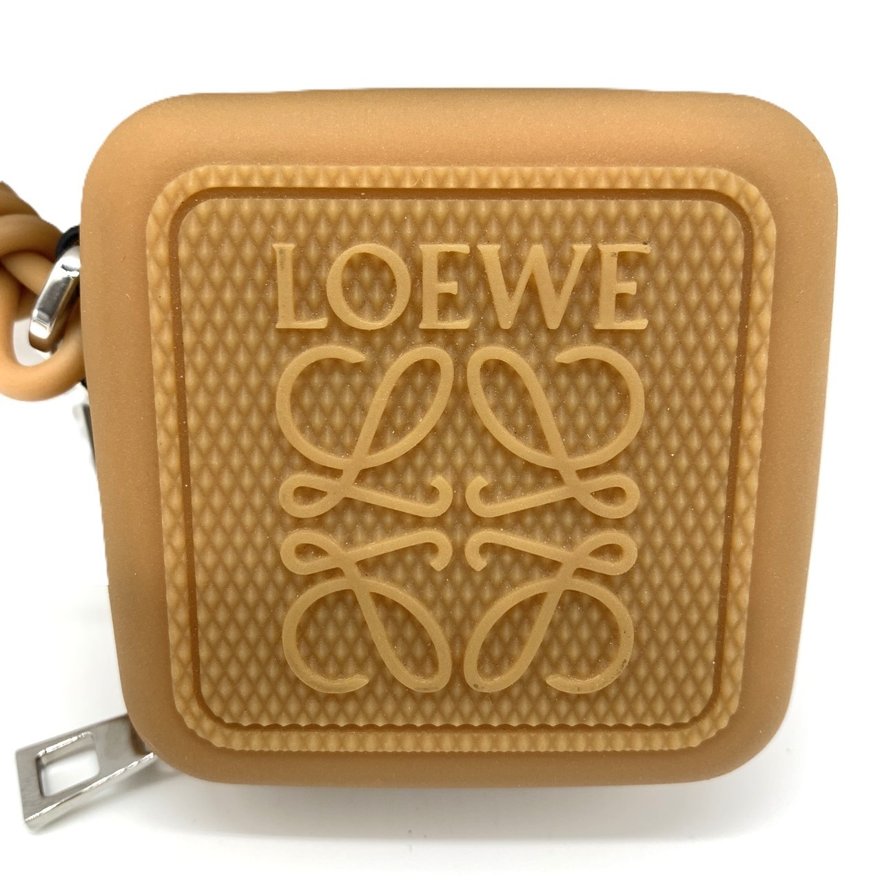 ロエベ アナ瓦 ロゴタイプ 天然ゴム ストラッブ付き添い人 コインケース 紙入れ 赤銅色 中古 LOEWE