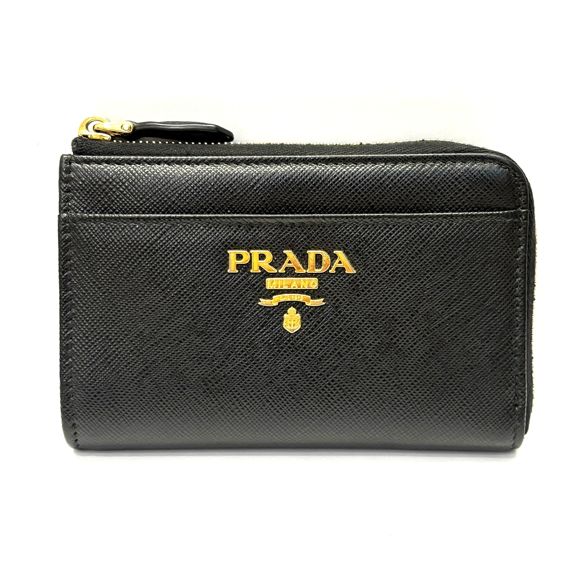 プラダ コインケース 歌留多入れもの サフィアーノレザー 黒いこと キーホルダー RFID 1PP122 QWA PRADA AB位置づける 中古