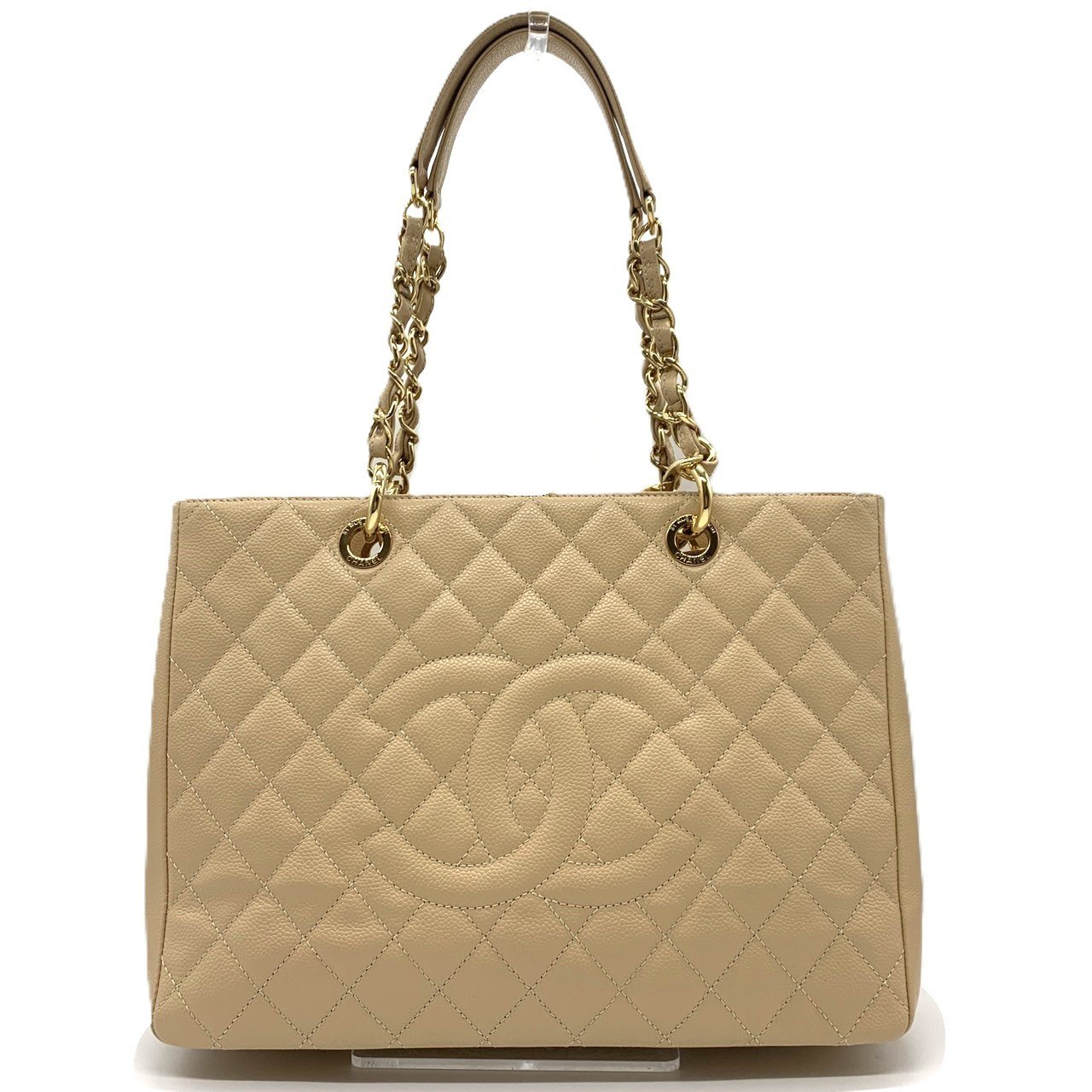シャネル グランドショッピングトート GST キャビア素はだ ベージュ ゴールド トートバッグ  A50995 CHANEL 中古