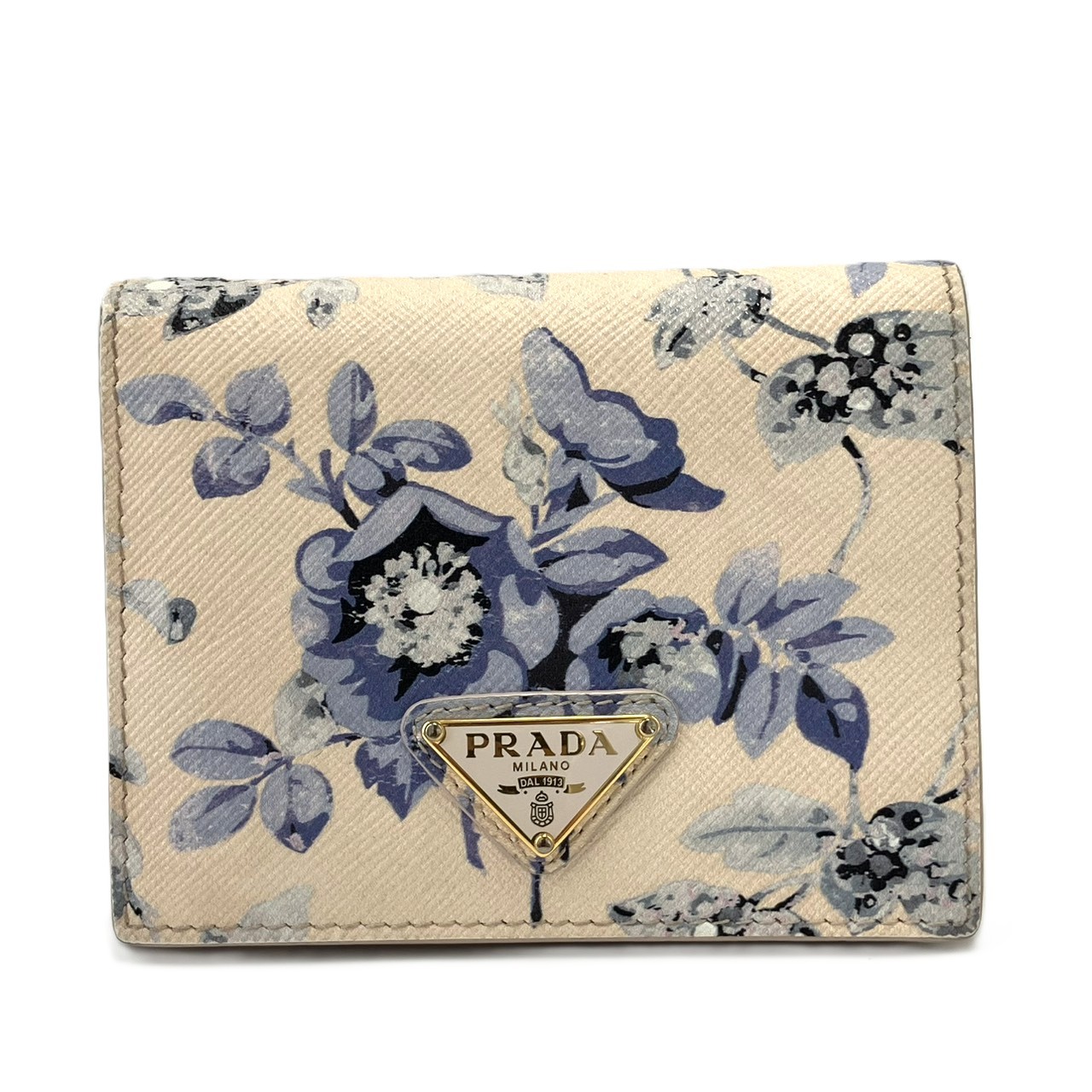 プラダ サフィアーノレザー お花刷り上げる 三角形ロゴタイプ 二つ折り紙入れ PRADA AB位置づける 中古
